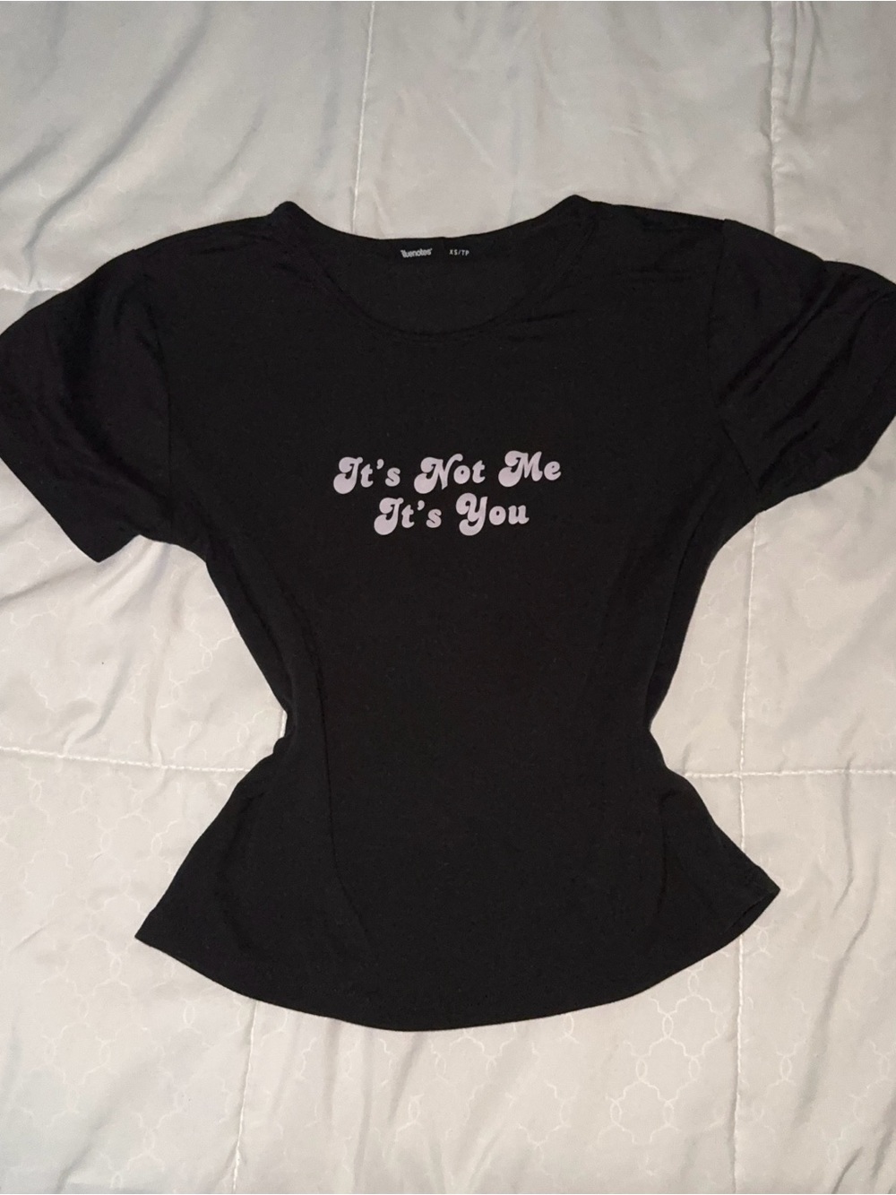 Women’s “It’s Not Me It’s You” Black Baby Tee - Bluenotes